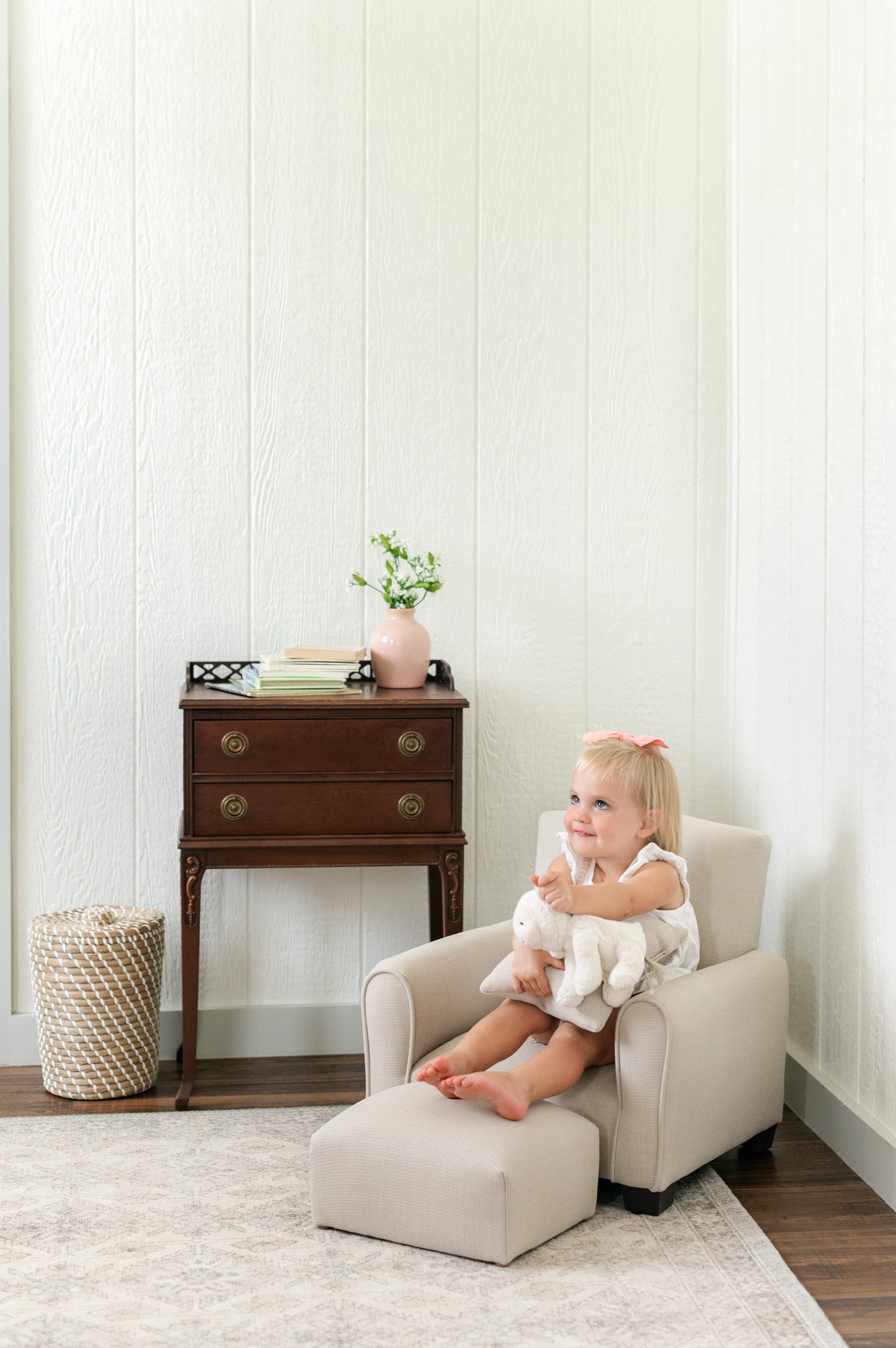 Silla para niños, mecedora para niños pequeños, sillón tapizado para niños - Gamuza gris