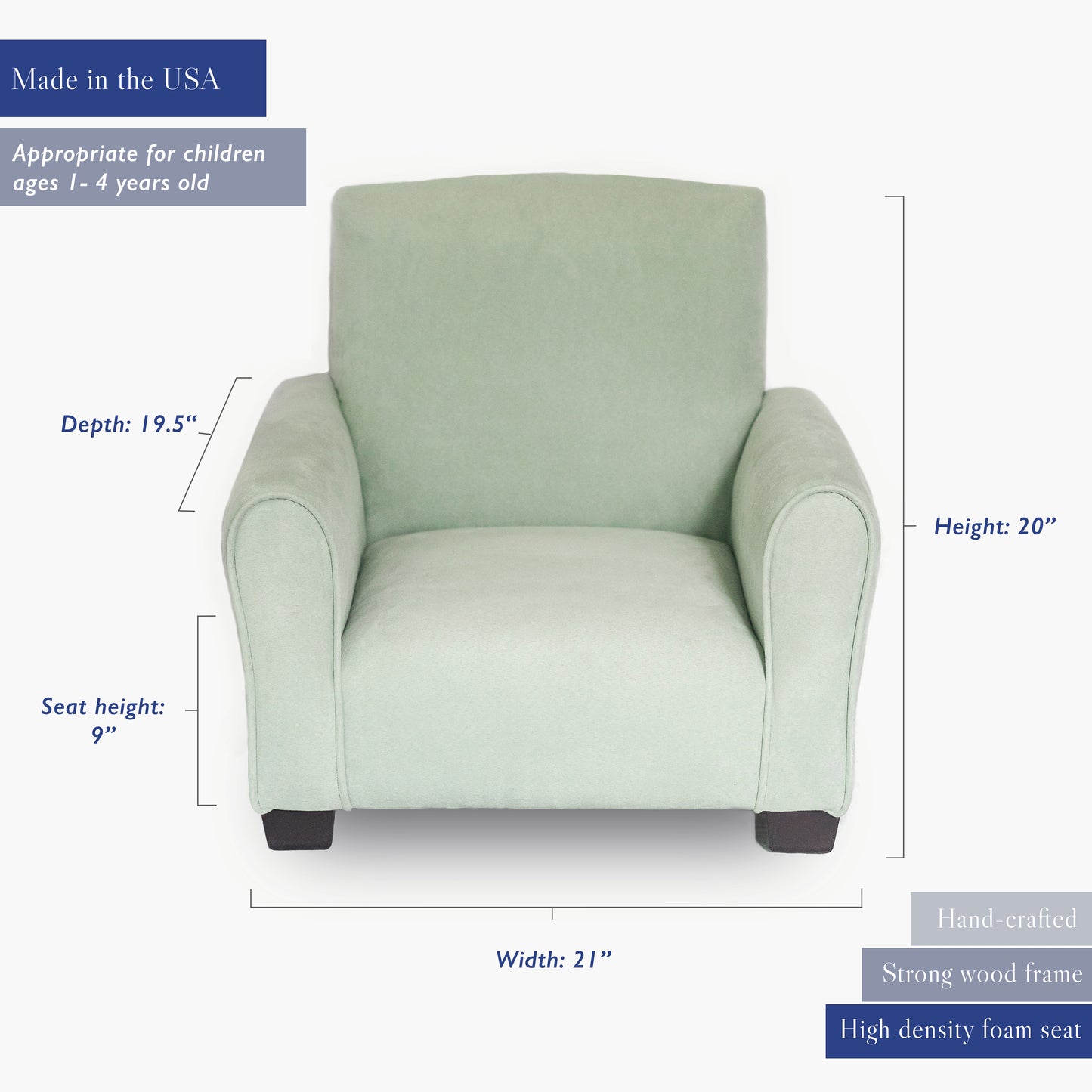 Silla para niños, mecedora para niños pequeños, sillón tapizado para niños - Gamuza ruborizada