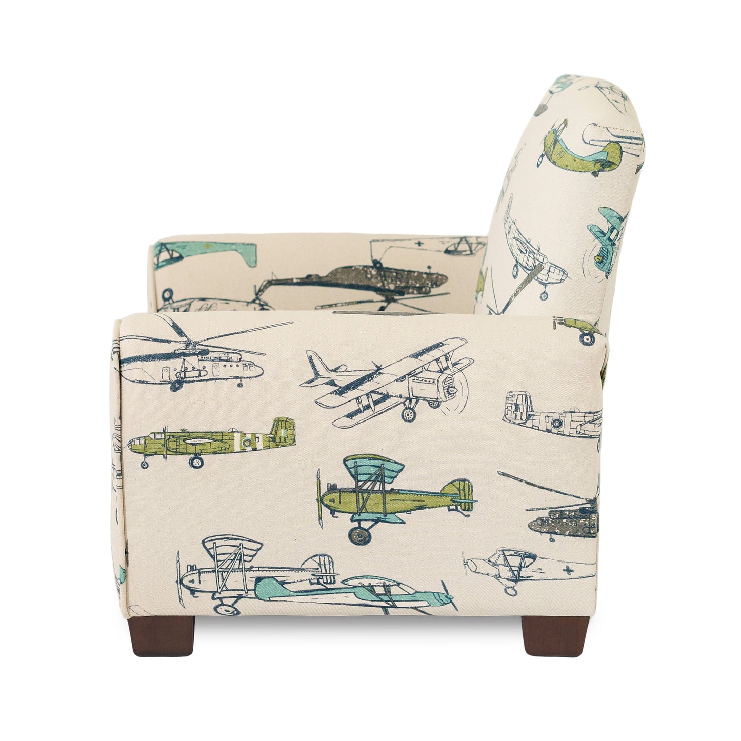 Toddler Upholstered Armchair - Airplanes Print