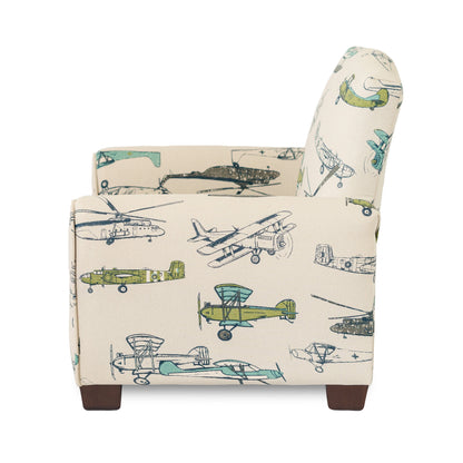 Toddler Upholstered Armchair - Airplanes Print