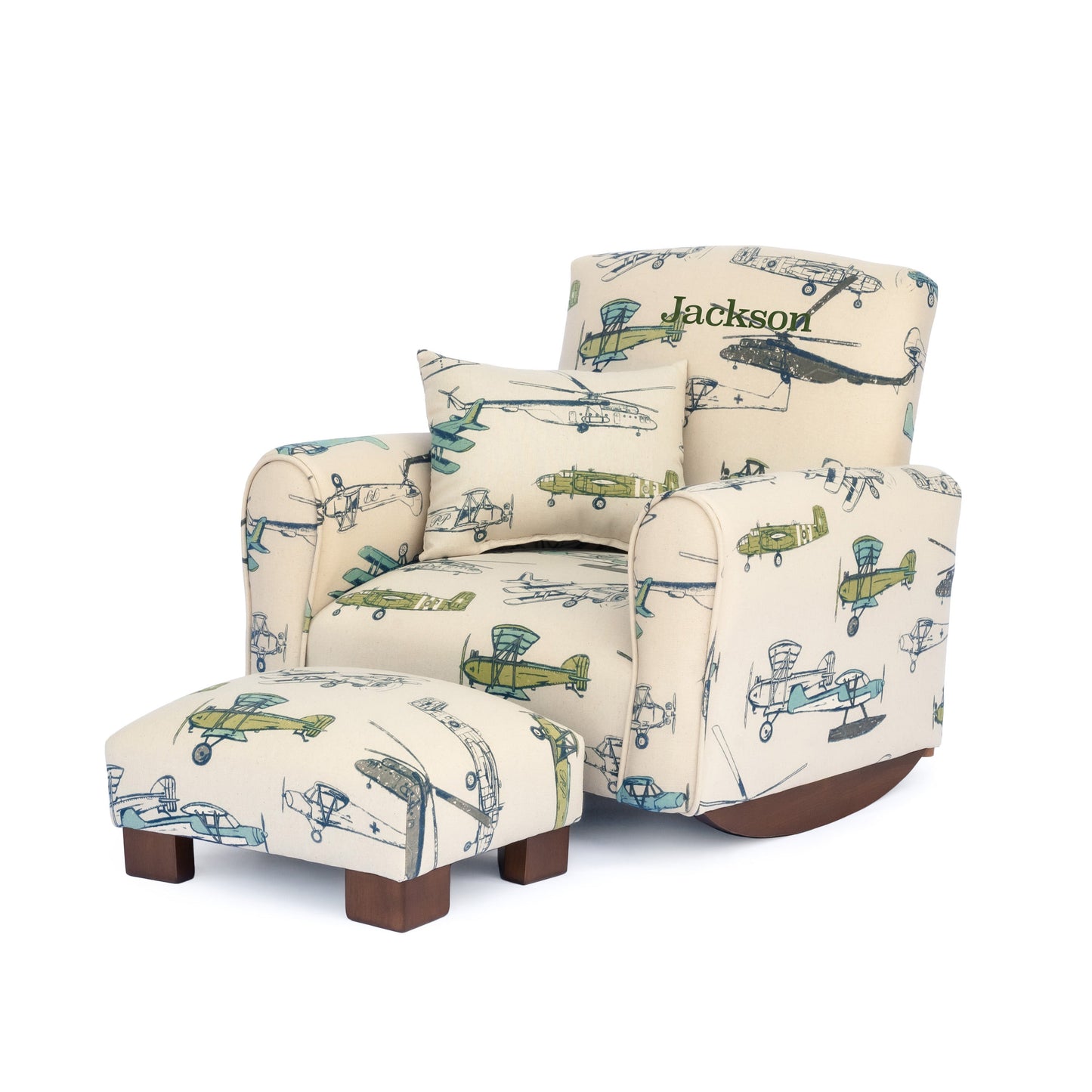 Toddler Upholstered Armchair - Airplanes Print