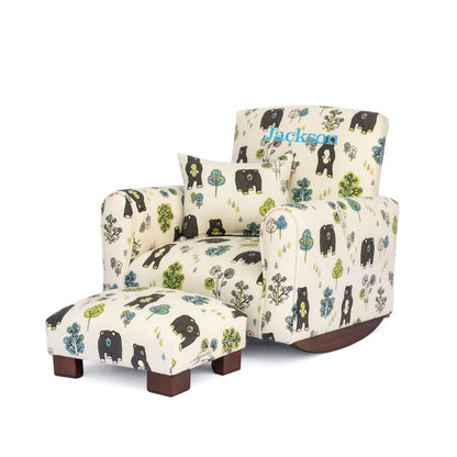 Toddler Upholstered Armchair - Bears and Trees Print