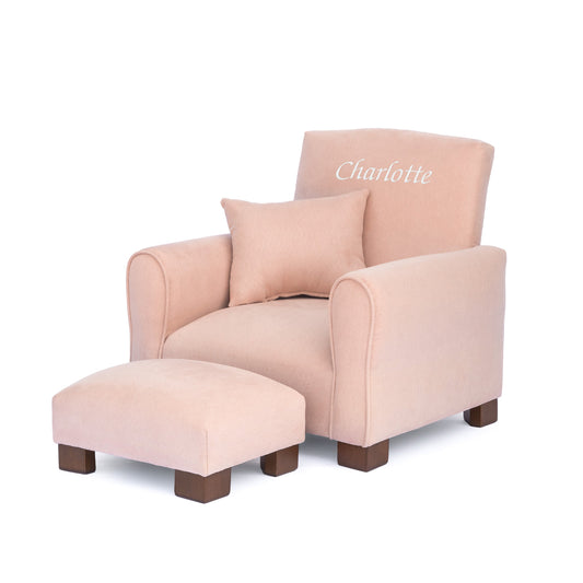 Toddler Upholstered Armchair - Blush Suede