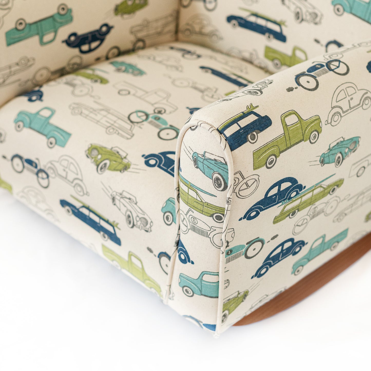 Toddler Upholstered Armchair - Cars and Trucks Print