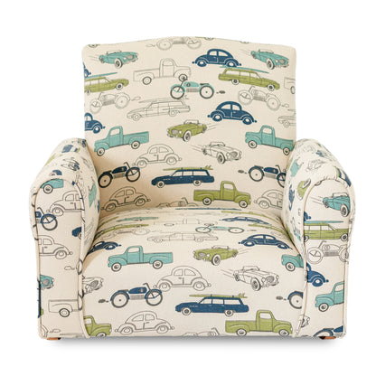 Toddler Upholstered Armchair - Cars and Trucks Print