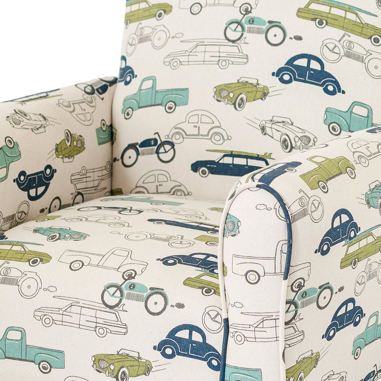 Toddler Upholstered Armchair - Cars and Trucks Print