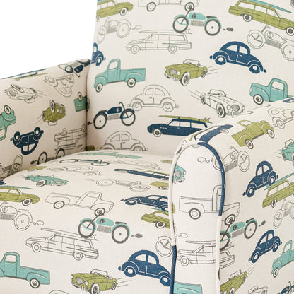 Toddler Upholstered Armchair - Cars and Trucks Print
