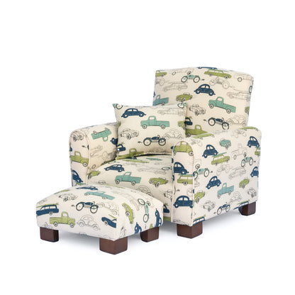 Toddler Upholstered Armchair - Cars and Trucks Print