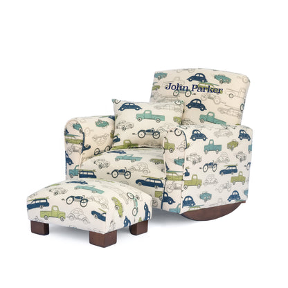 Toddler Upholstered Armchair - Cars and Trucks Print