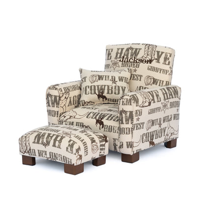 Toddler Upholstered Armchair - Cowboy Print