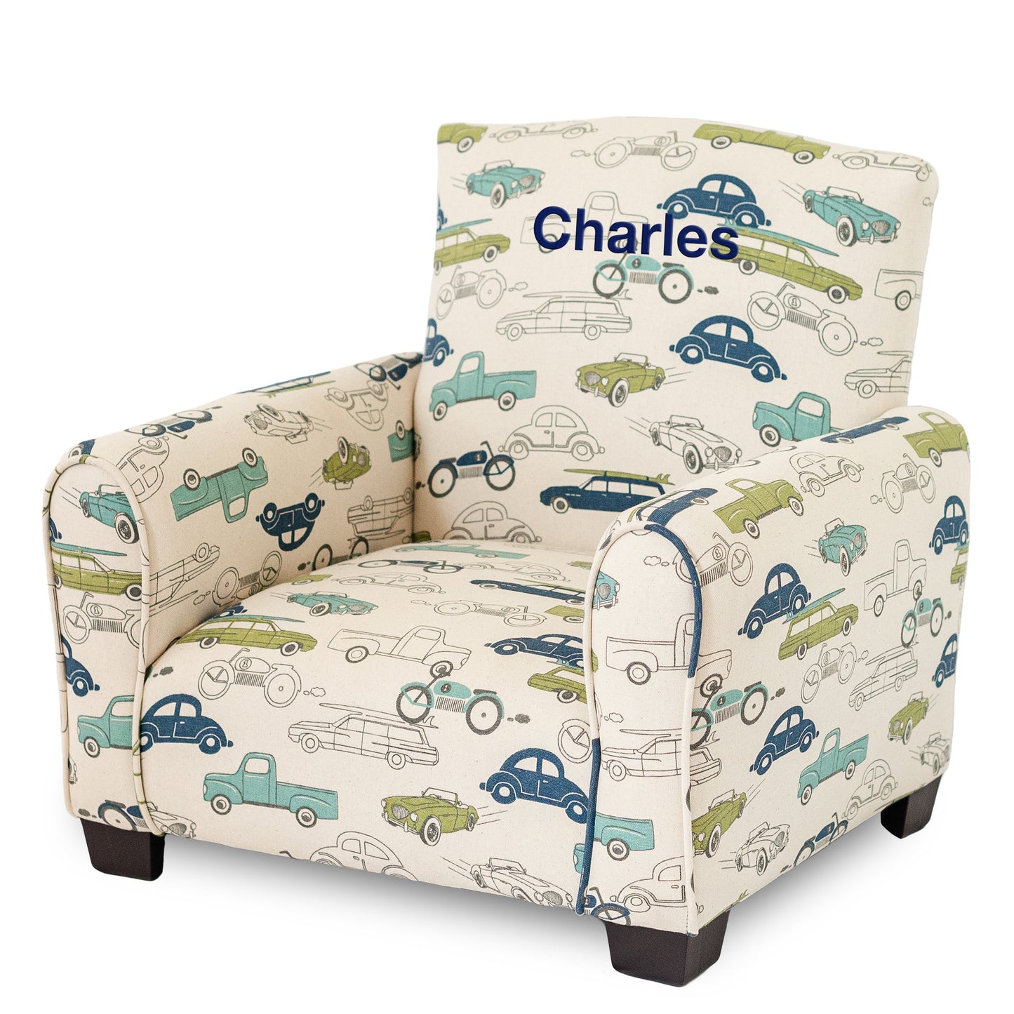 Toddler Upholstered Armchair - Cars and Trucks Print