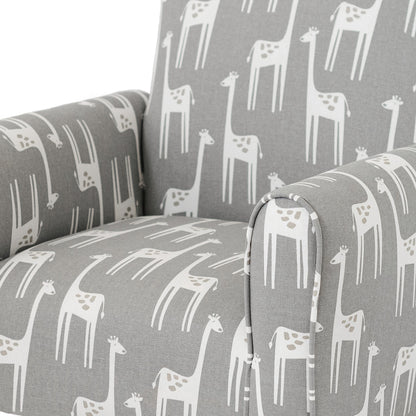 Toddler Upholstered Armchair - Gray Giraffes Print