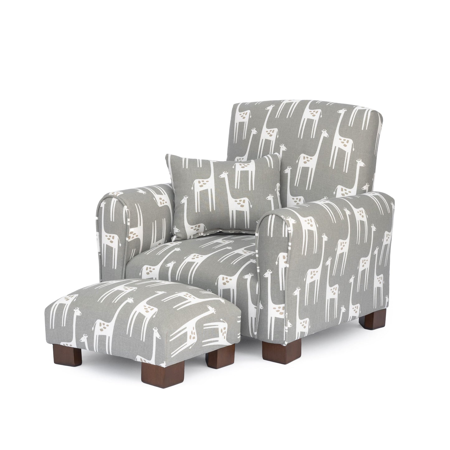 Toddler Upholstered Armchair - Gray Giraffes Print