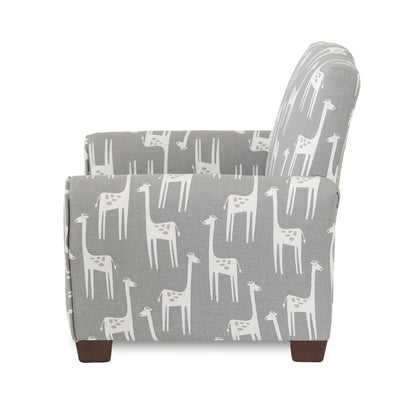 Toddler Upholstered Armchair - Gray Giraffes Print