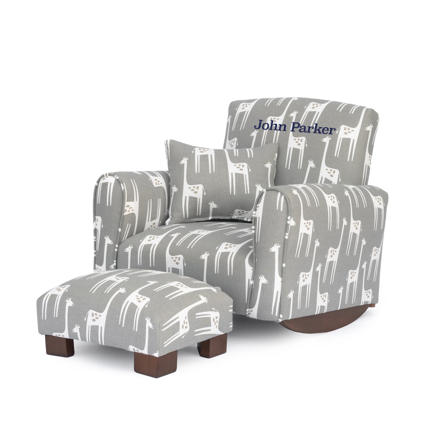 Toddler Upholstered Armchair - Gray Giraffes Print
