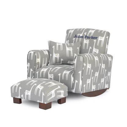 Toddler Upholstered Armchair - Gray Giraffes Print