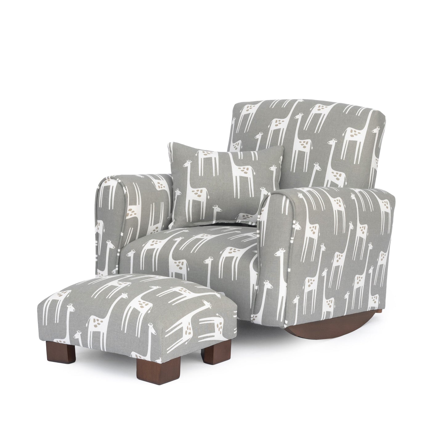 Toddler Upholstered Armchair - Gray Giraffes Print