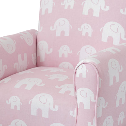 Toddler Upholstered Armchair - Pink Elephants Print