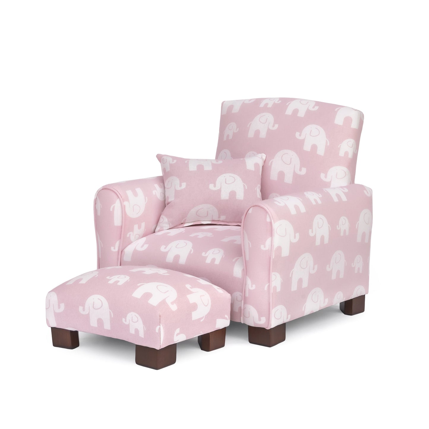 Toddler Upholstered Armchair - Pink Elephants Print