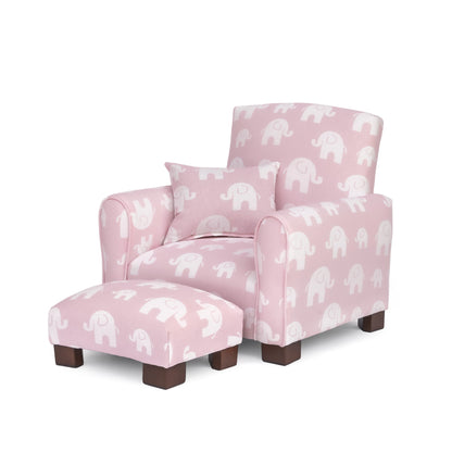 Toddler Upholstered Armchair - Pink Elephants Print