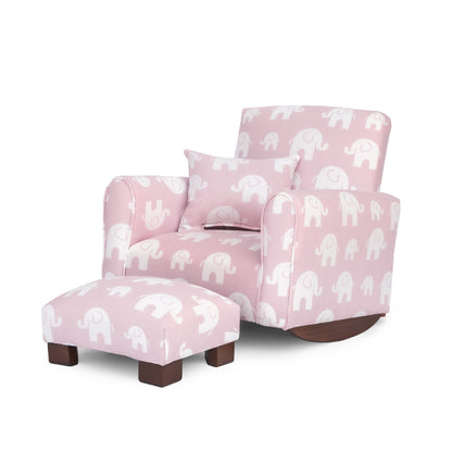 Toddler Upholstered Armchair - Pink Elephants Print