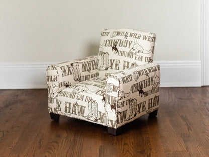 Toddler Upholstered Armchair - Cowboy Print
