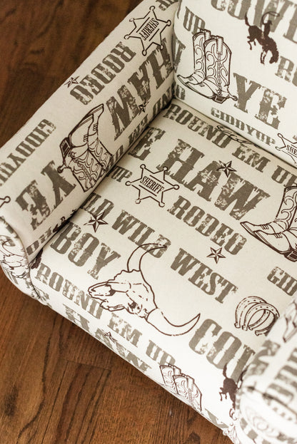 Toddler Upholstered Armchair - Cowboy Print
