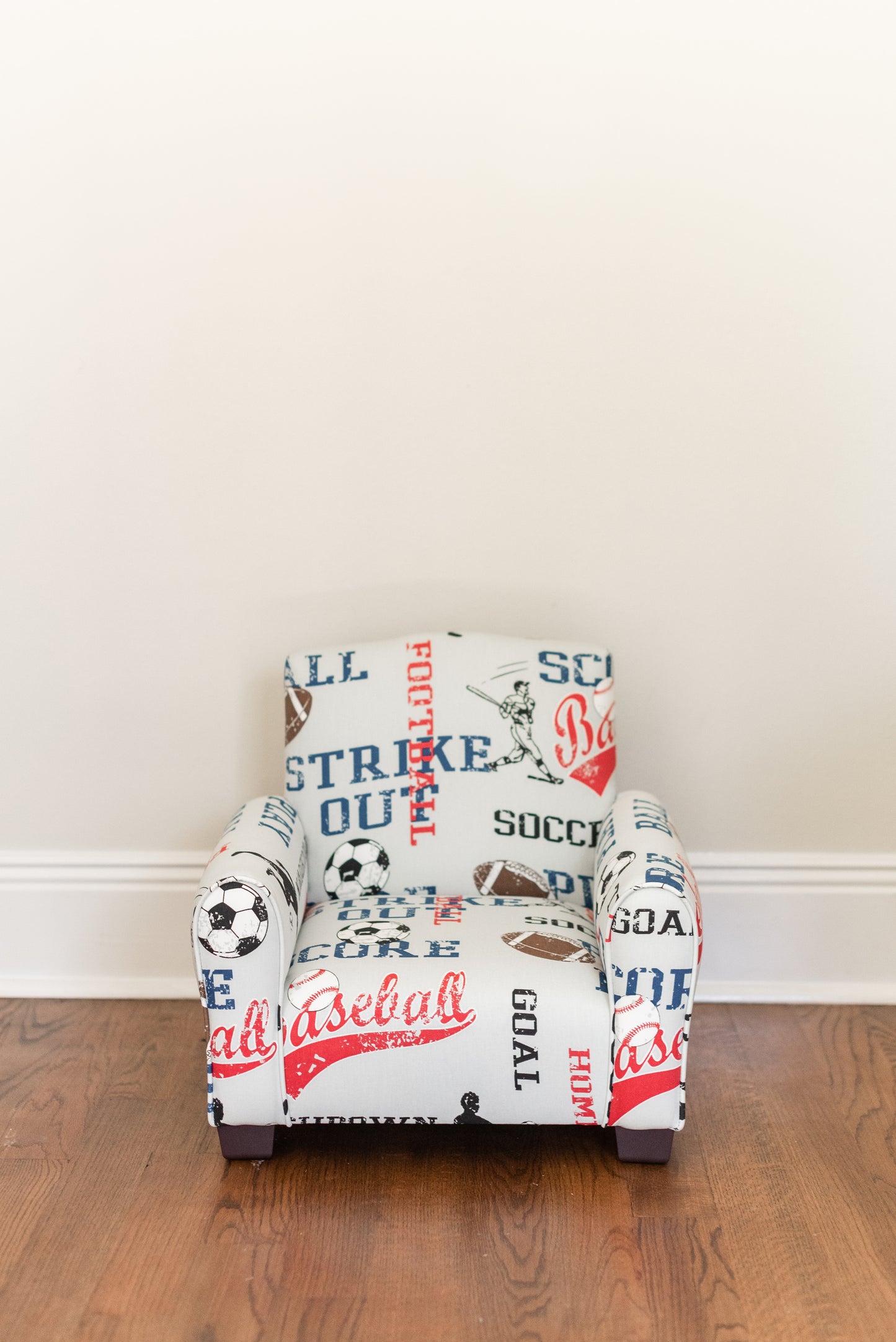 Toddler Upholstered Armchair - Sports Print