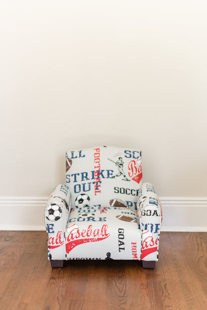 Toddler Upholstered Armchair - Sports Print