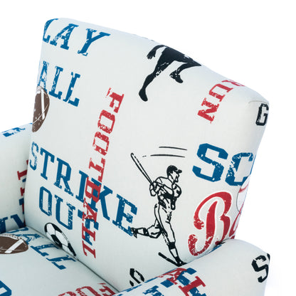 Toddler Upholstered Armchair - Sports Print