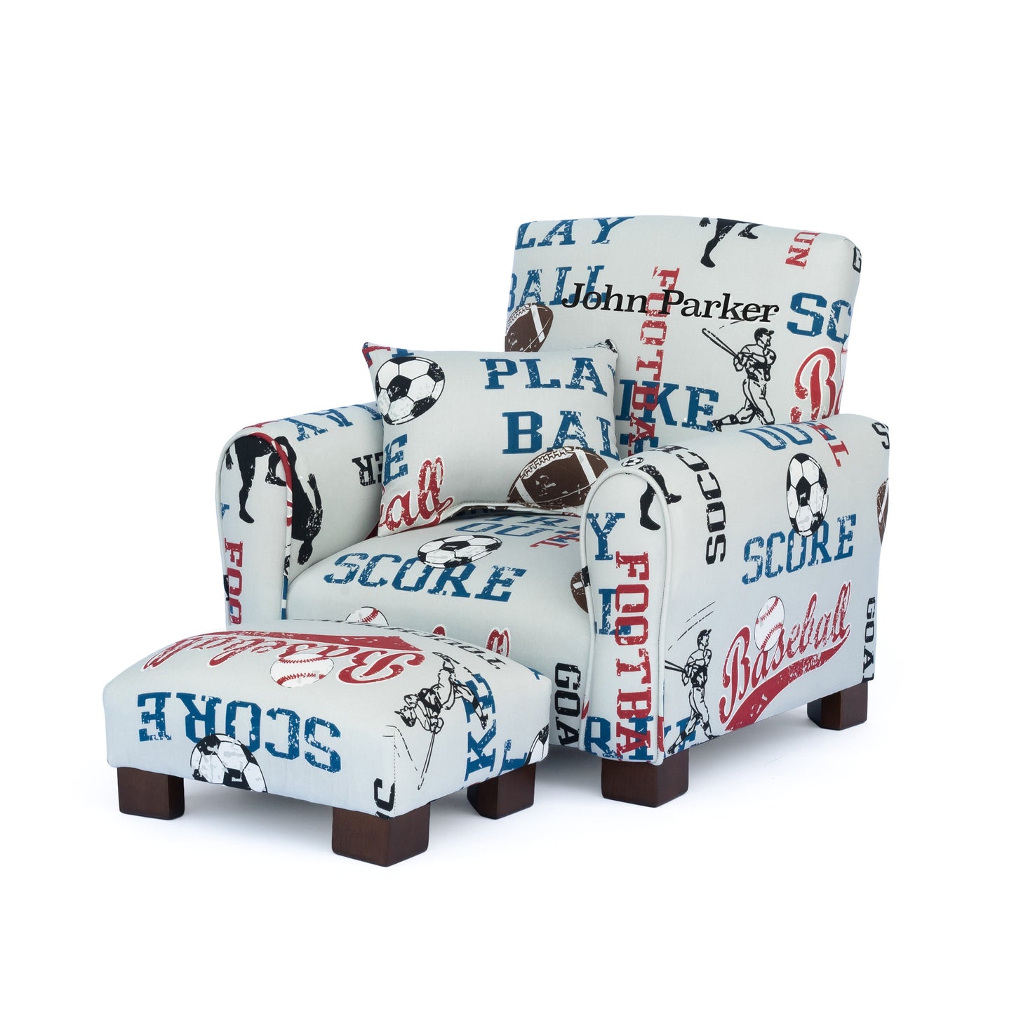 Toddler Upholstered Armchair - Sports Print