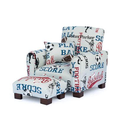 Toddler Upholstered Armchair - Sports Print