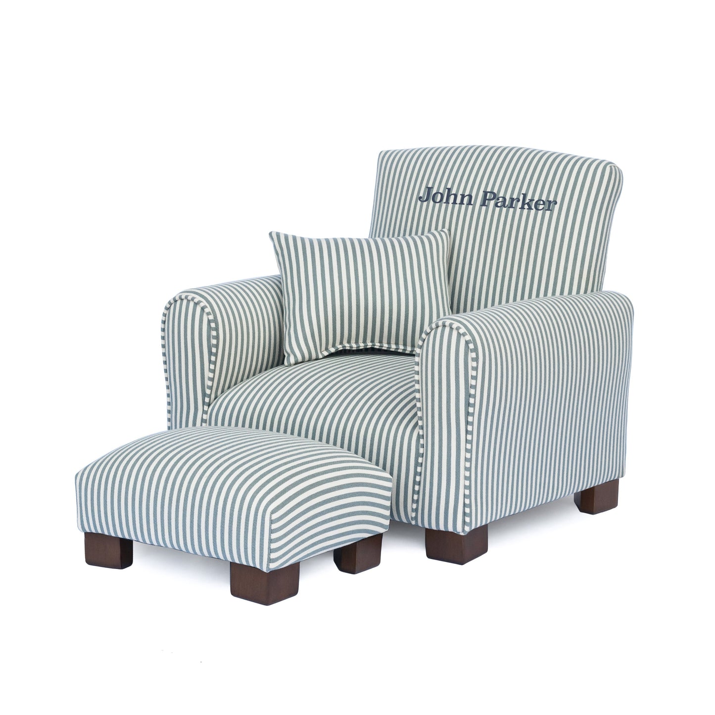 Toddler Upholstered Armchair - Blue and White Stripes