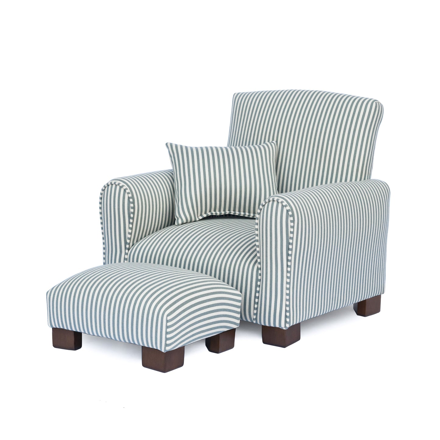 Toddler Upholstered Armchair - Blue and White Stripes