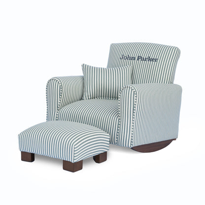 Toddler Upholstered Armchair - Blue and White Stripes